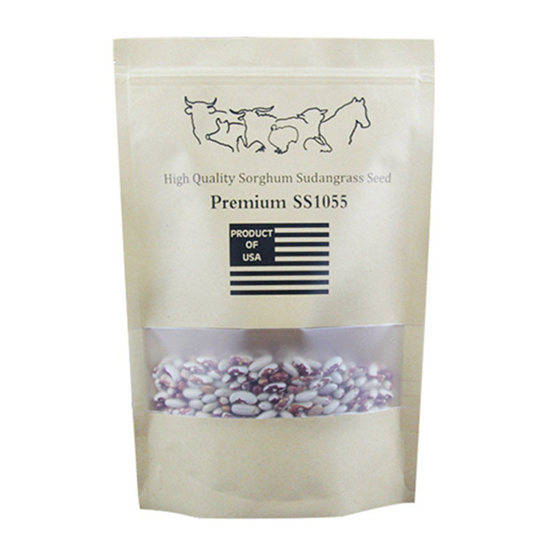 Custom Printed Kraft  Paper Bags Resealable Printed Window For Plant Seeds