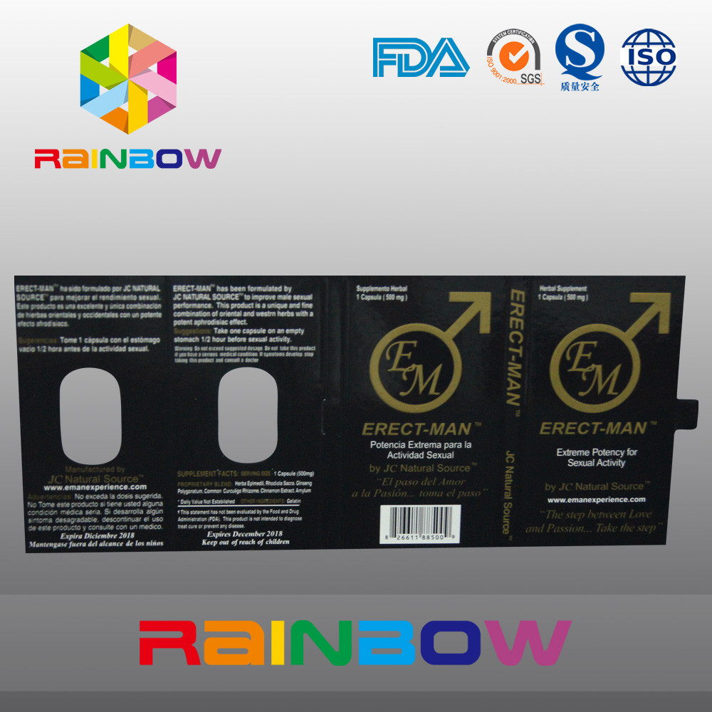 Effect 100% ERECT-MEN Sex Pill Packaging Paper Box With Card Customized Design