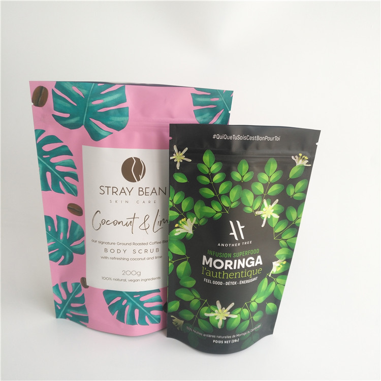 Coffee CBD Stand Up Mylar Bags 3.5g Plastic PE 50 - 200microns Thickness