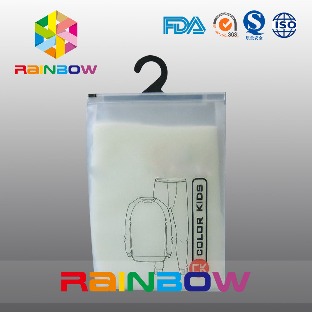 Frosted PVC Plastic Pouches Packaging Hanging Bag With k For Kids Cloth