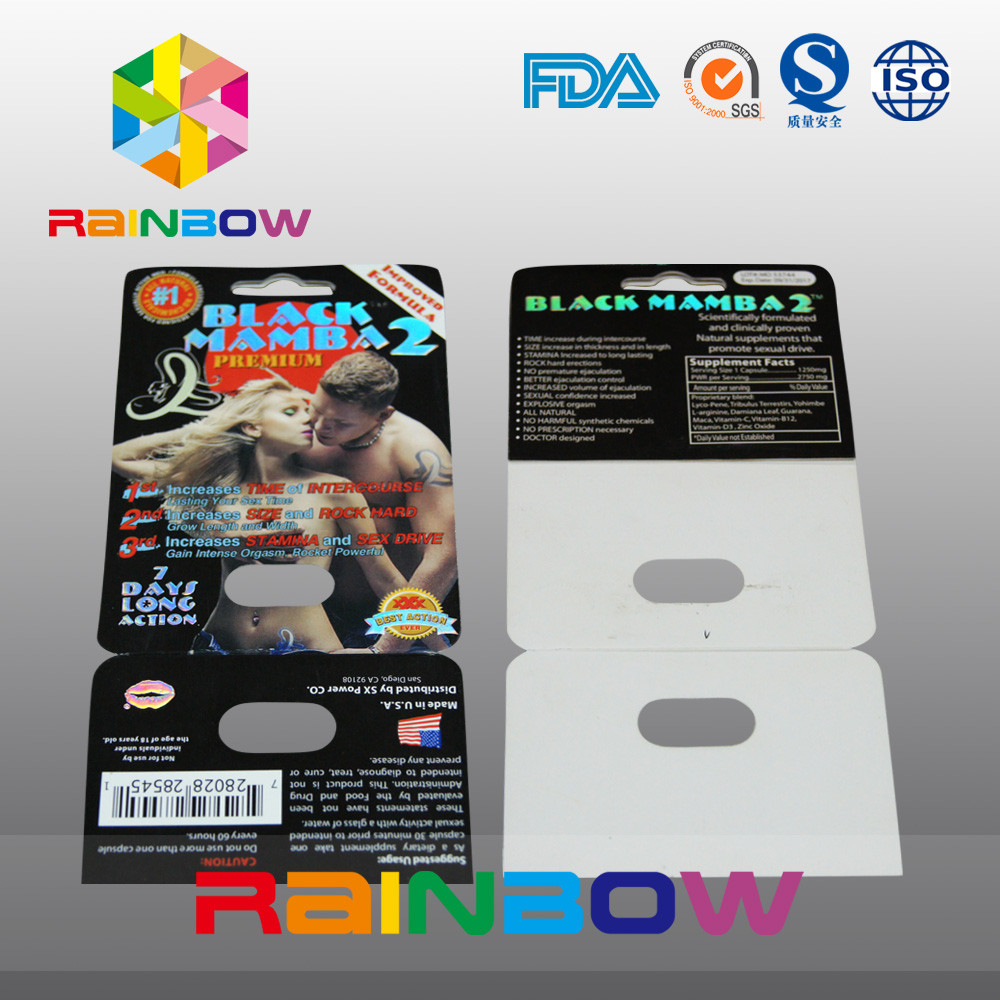 Customized Paper Blister Card Packaging  Paper Card For Sexual Pills