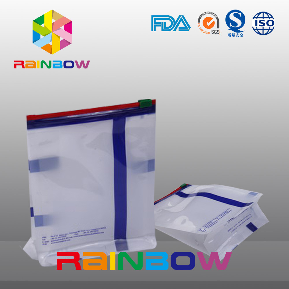 Custom Size White Qual Seal Flat Bottom Gusset Pouch With Slide k For Food Packaging