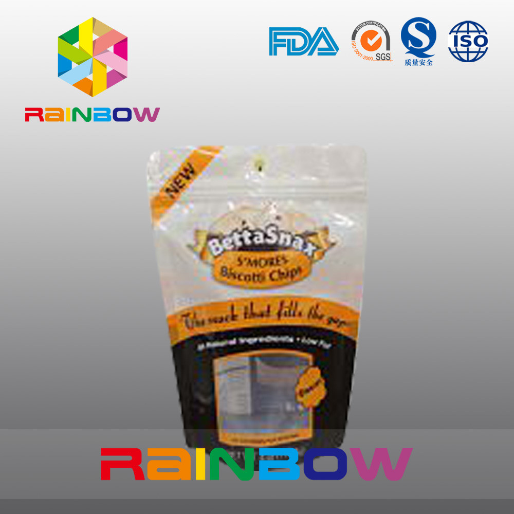 Stand Up k Clear Plastic Pouches Packaging With Butterfly Hang Hole For Candy / Snack Food