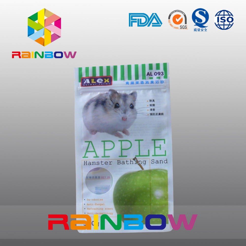 Three - Side Sealing k Pouch With Round Window For Packing Hamster Bathing Sand / Pet Food