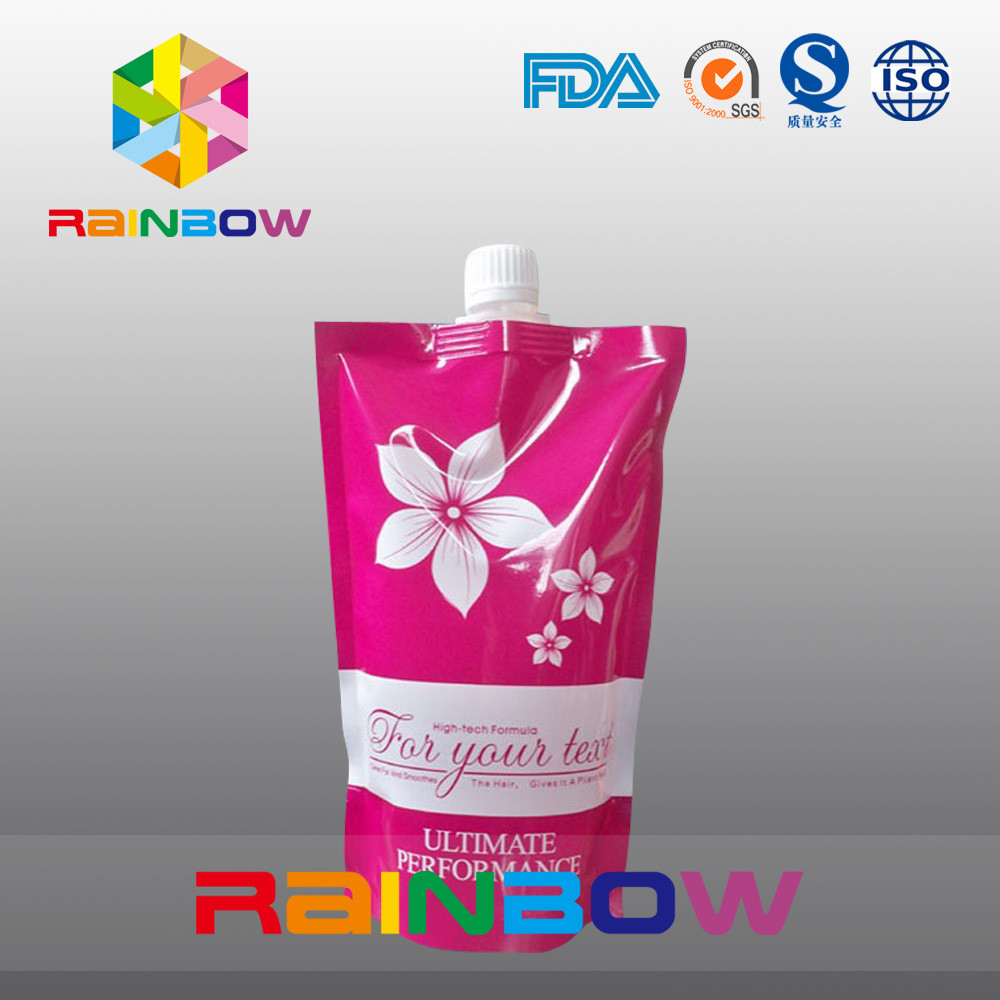 Red Stand Up Spout Pouch Packaging With Top Spout , Liquid Spout Bags