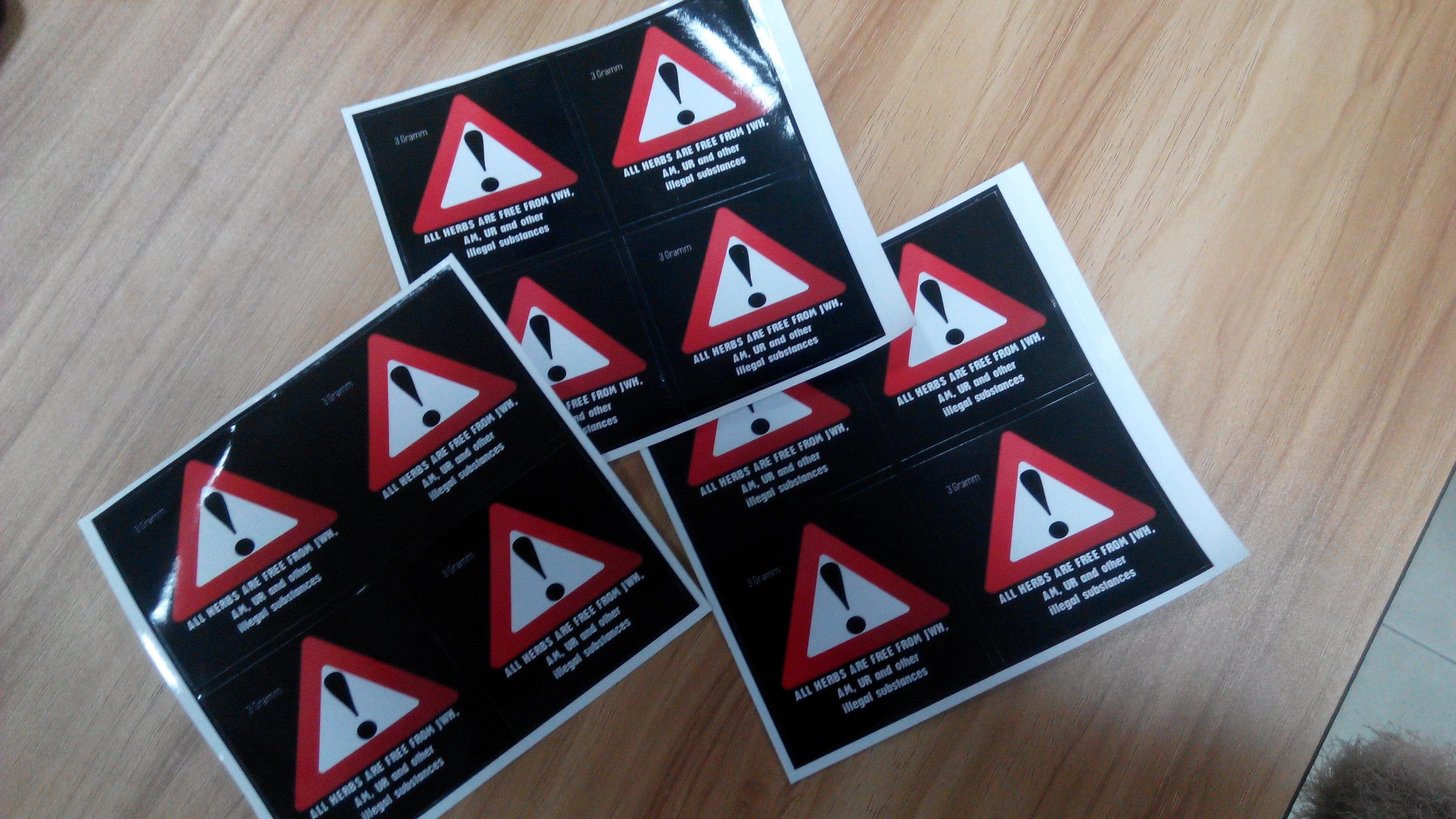 Custom Self Adhesive Paper Laminated Danger / Warning Sign Labels For Illegal Substances
