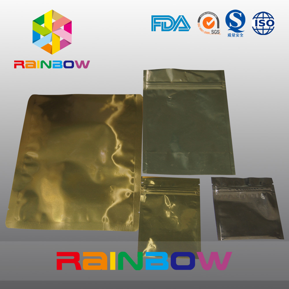 Gold Aluminum Foil Anti Static Bag Zipper Pouch Packing For Electronic Products