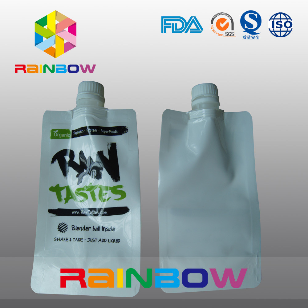 White Stand Up Spout Pouch Packaging For Raw Jam  / Liquid / Drinking Food