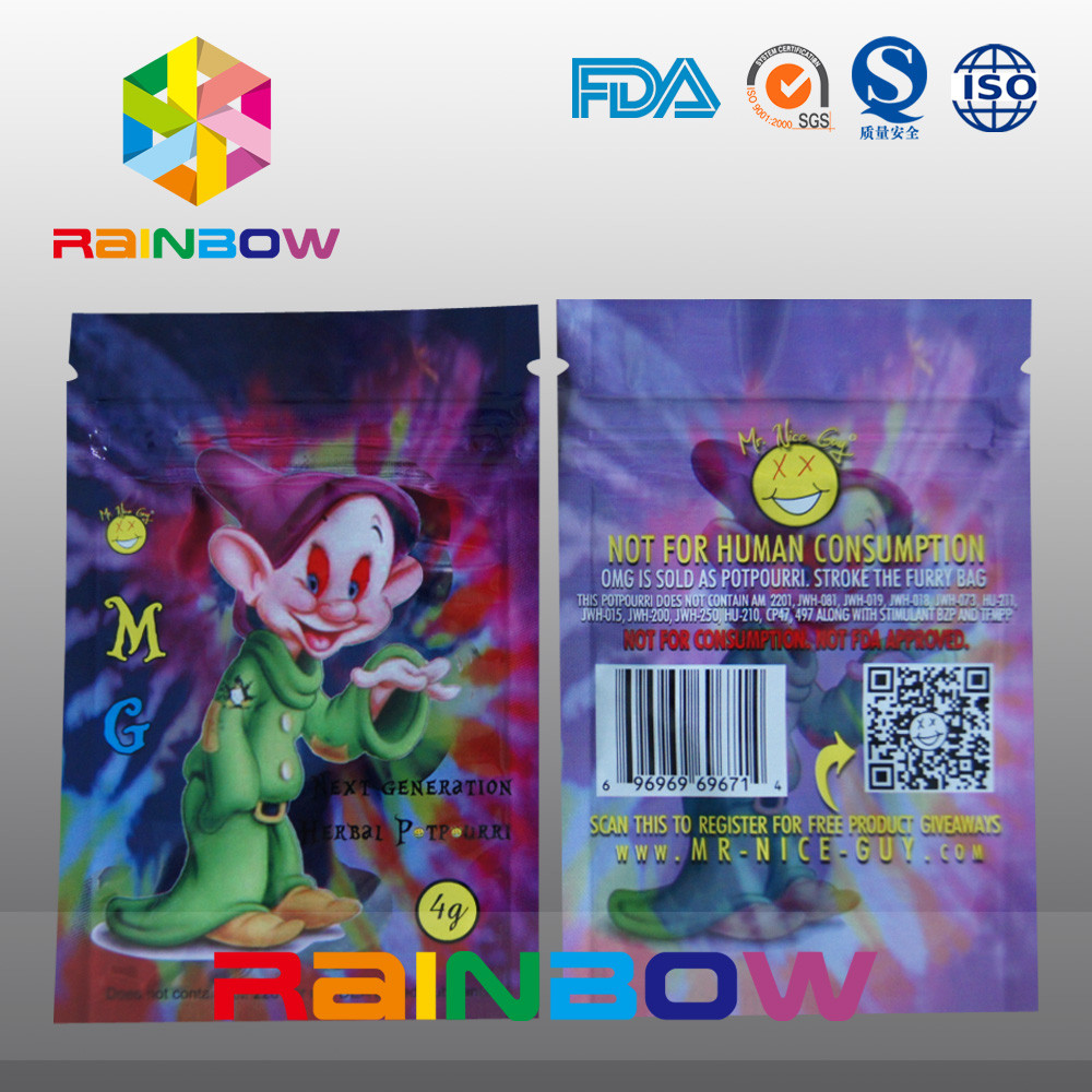 Custom Printing Logo M.G Herbal Incense k Bags 5g 4g Spice Smoke Bag