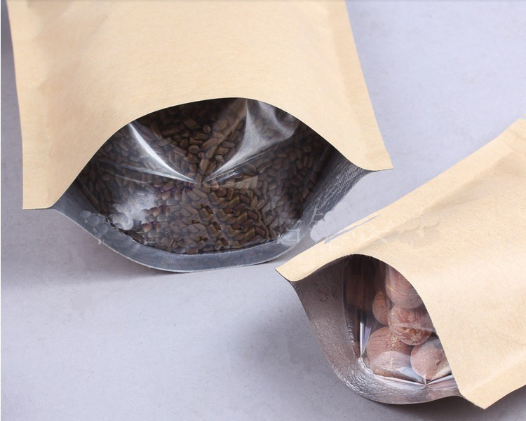 Custom Printed Kraft Paper Bag With Transparent Window for Coffee Beens