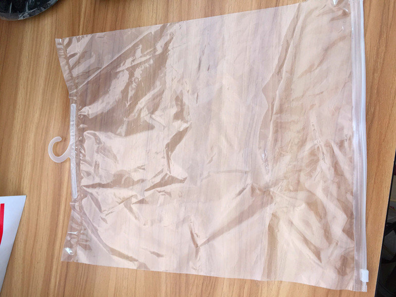 Transparent Plastic T - Shirt Clothes Packaging Bag With Sliding Zipper And Hook