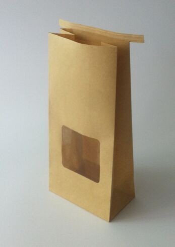 Foil Lined Snack Bag Packaging Paper Bag Kraft Paper Bags With Tin Tie And Window