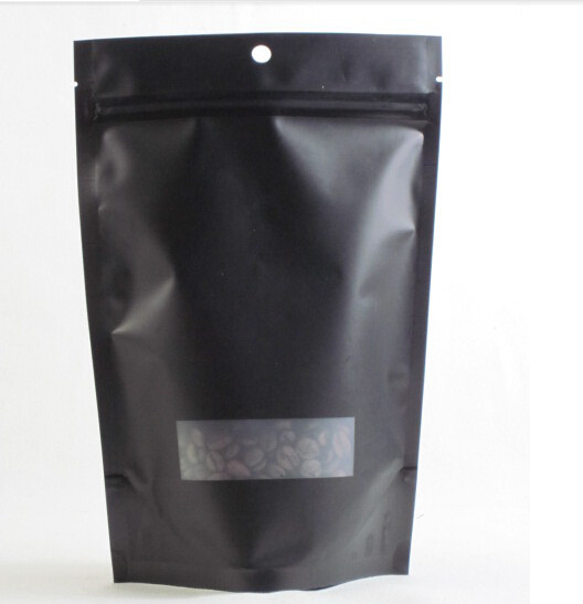 Black Stand Up Matt Kraft Foil Pouch Packaging with Zip Lock / Tear Notch