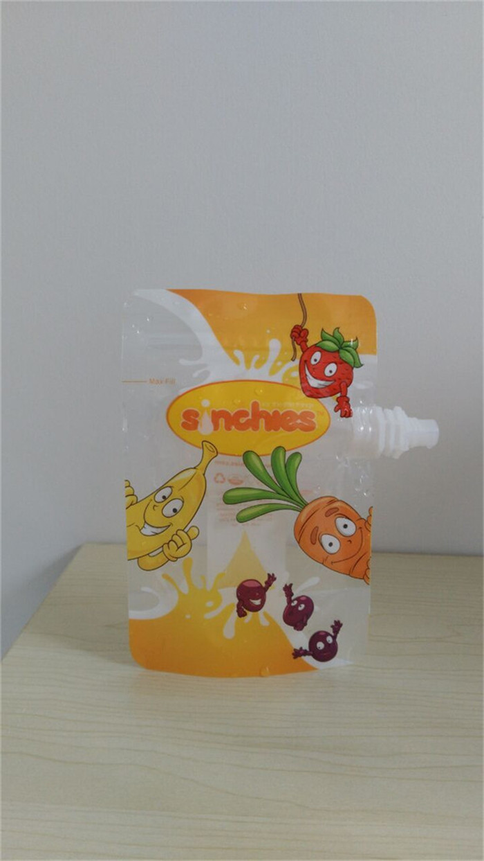 Food Grade Stand Up Spout Pouch for Baby Food,Beverage,Juice with Zipper& Side Spout 