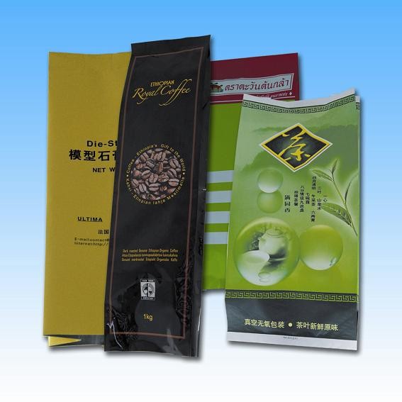 Aluminum Foil Side Gusset Quad Seal Packaging , Coffee / Tea Pacakging Bag