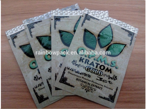 OPMS Kratom botanical extract gold printing plastic k bag for cannabinoids kratom capsules