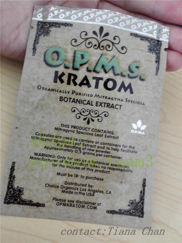 Aluminum foil stand up pouch for enhanced kratom powder extracted from kratom