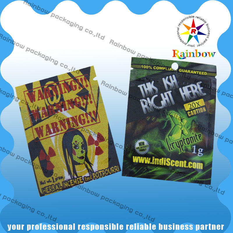 Heat Seal Plastic Herbal Incens Bags , Aluminum Foil Bag k