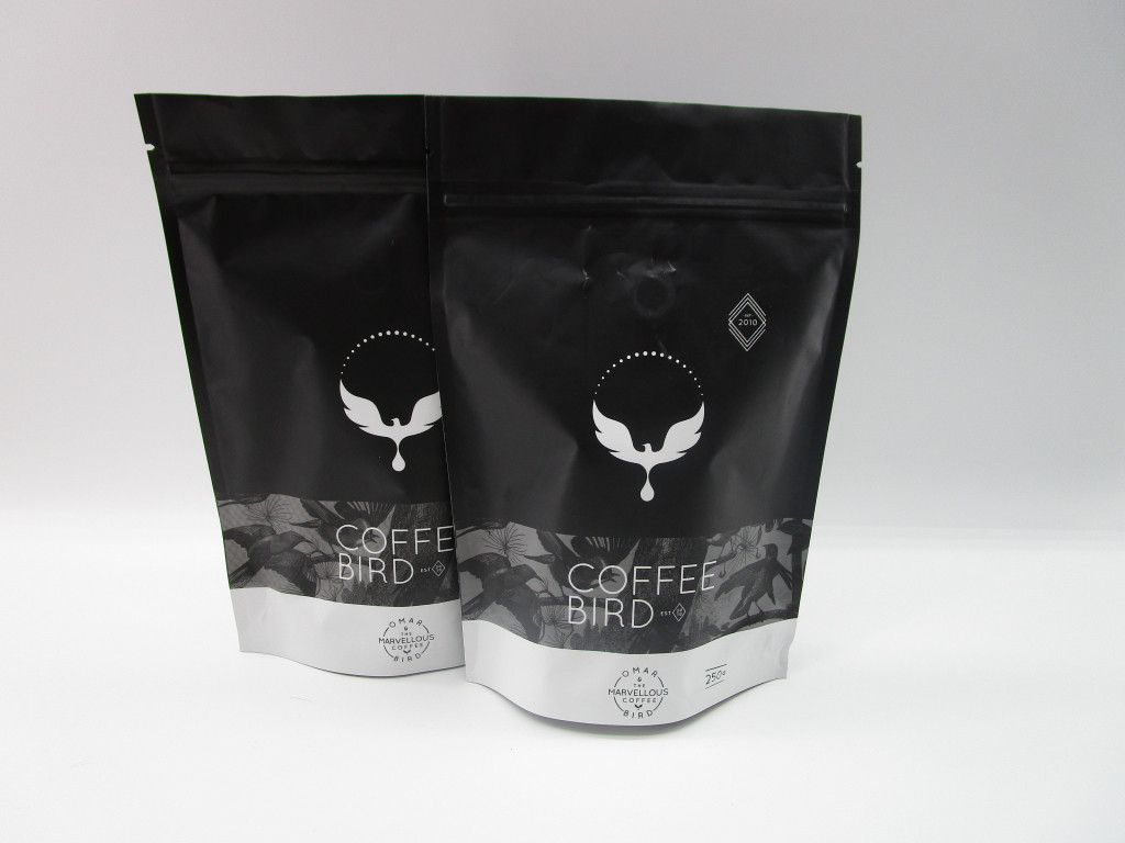 Black matt aluminum foil food bag , stand up coffee bean packaging