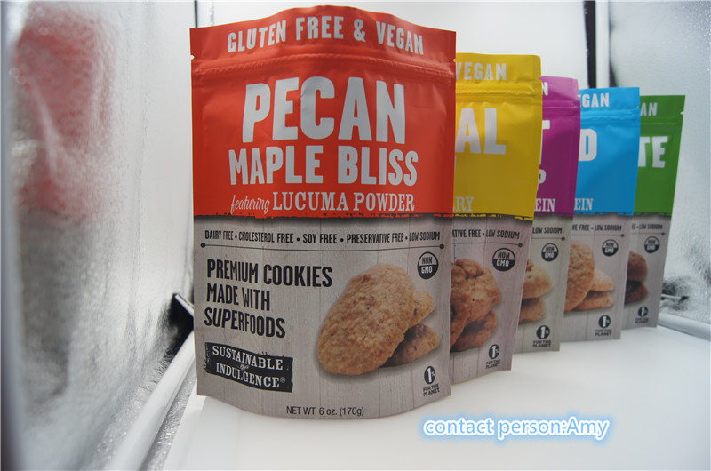 2017 new designs promotional chocolate biscuit packaging bag/10oz cheese pouch with zipper