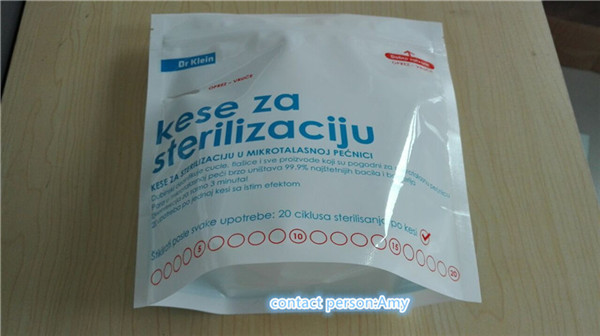 Stand Up Microwave Steam Steriliser Retort Bag/ FDA approved zipper plastic microwave steriliser pouch