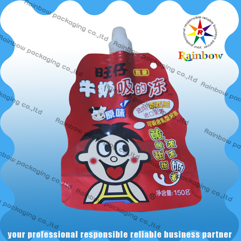 Plastic Stand Up Spout Pouch Packaging Biodegradable For Milk