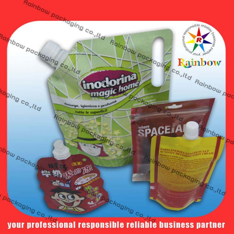 Customized Stand Up Spout Pouch Packaging With Bottom Gusset For Food