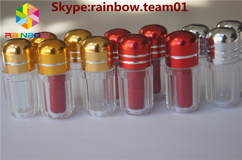 Blue/Gold/Red/Silver Capsule Pills Shape Bottle With Metal Capsex pill bottle container plastic pill bottles for sale