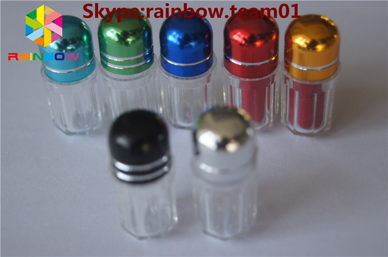 sex pill bottle with ring cap/ capsule shaped container storage capsule Clear hexagon plastic container with blue cap