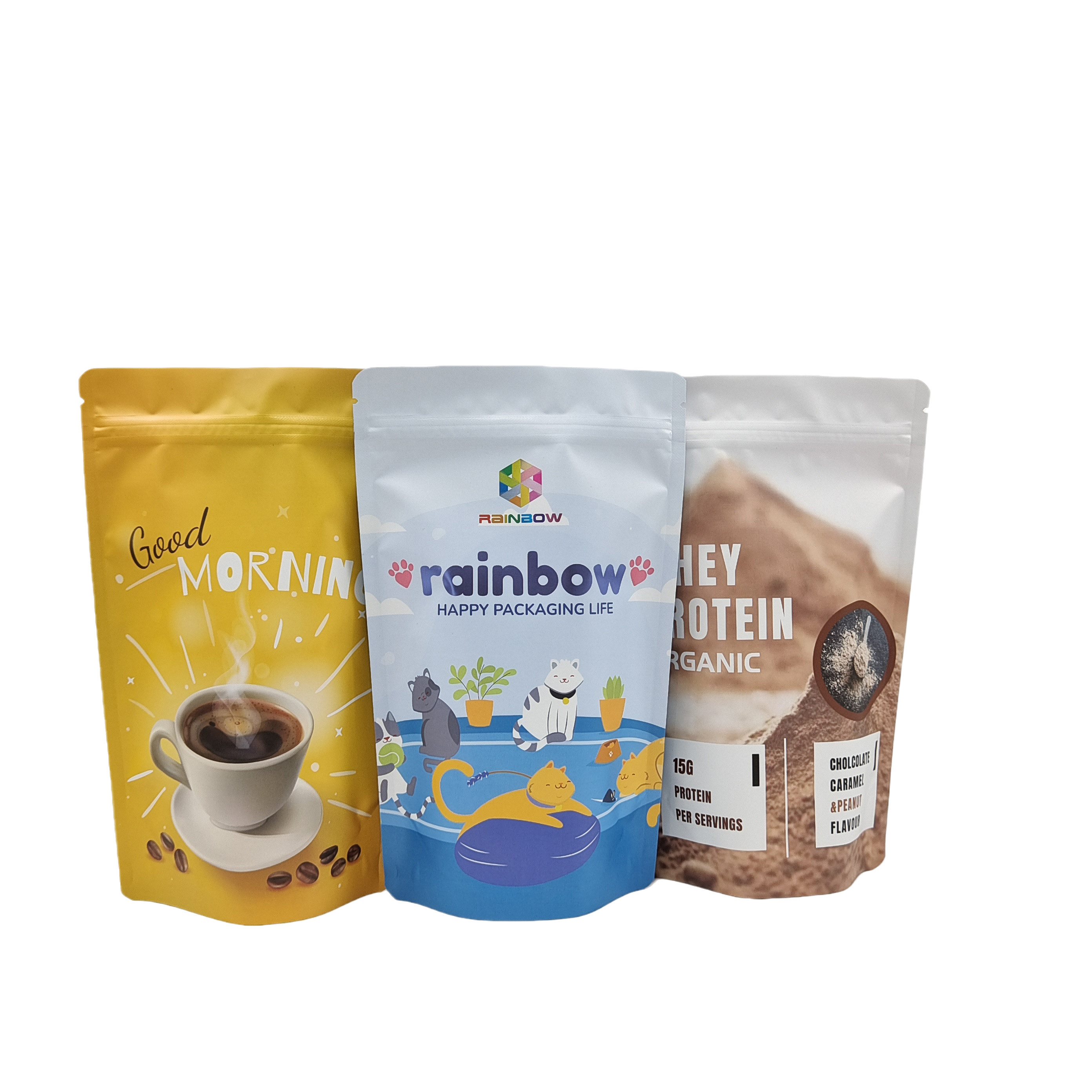 Edible Plastic Packaging  Aluminum Foil  Zipper Stand Up Bags For Snack Cookie Protein Powder