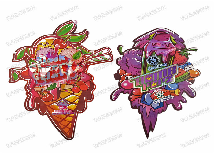 Irregular Die Cut Metallic 3.5g High Quality Irregular Shape Plastic Zipper Mylar Food Packaging