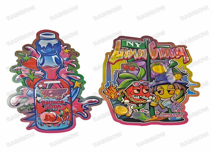 Custom Special Shaped Edible Smell Proof Die Cut Ziplock 3.5 Mylar Bags For Candy