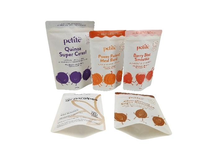 Biodegradable Kraft Paper Stand Up Bags Food Packaging Pouches