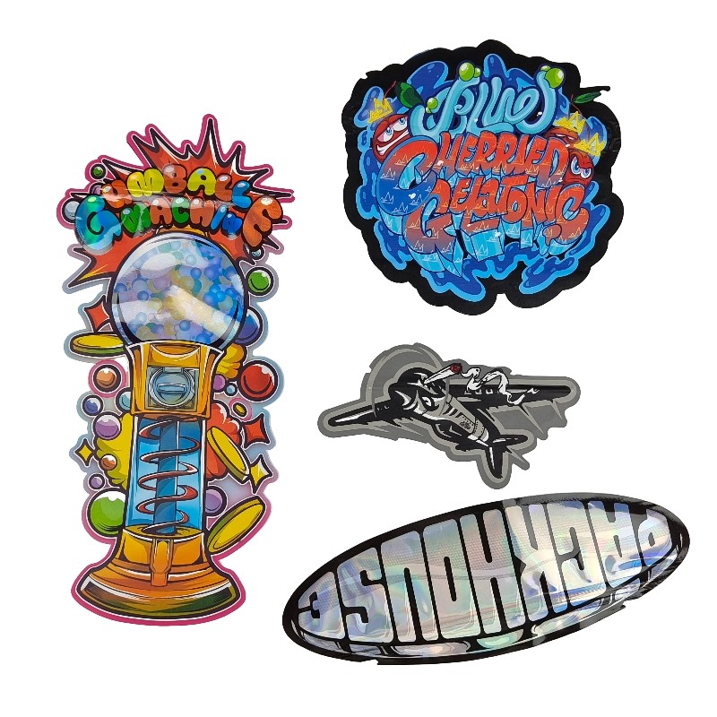 Custom 3.5g - 28g Shiny Hologram Die Cut Mylar Bags Special Shape For Food Power Cookie