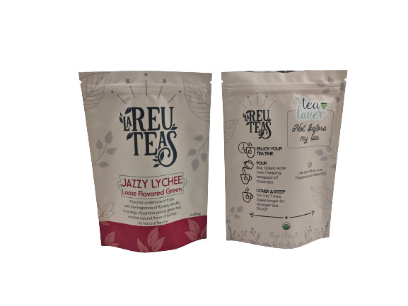 Digital Printing 4oz Loose Tea Smell Proof Plastic Bags Stand Up Matte Finished Pouch