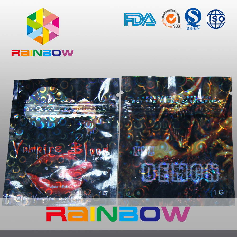 Laminated Material Monkey Herbal Incense Mini k Bags With Tear Notches