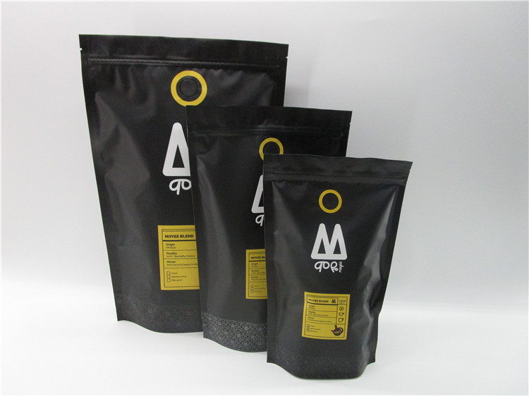 Matt Flat bottom aluminum foil 500g coffee bag with zipper and air valve