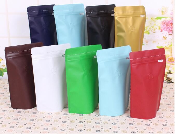 Matte Stand Up Coffee Bean Packaging Bags Plastic Custom Printed Coffee Bag With Valve