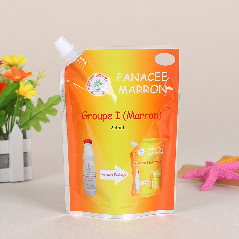 Custom Design Reusable Food flask Pouch BPA Free Spout Bag For juice, beverage, milk packaging