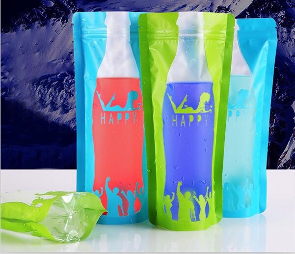 Clear Printed Summer Drink Plastic Pouches Packaging With 400ml 500ml 600ml
