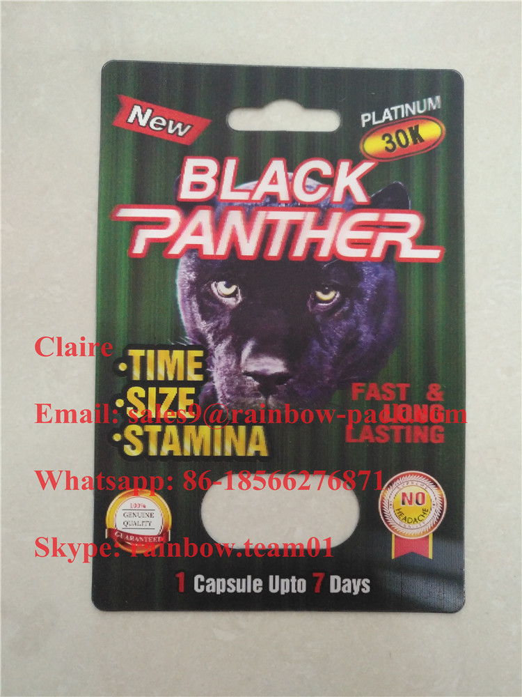 Black Panther 15000 / 12000 Capsule Blister Paper Card / Male Sexual Performance Enhancement Pill Package