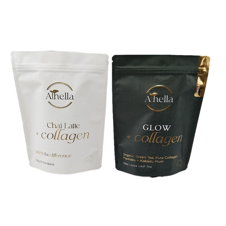 Customized Moistureproof Stand up Pouch Kraft Paper Bag with Hot Stamping Eco Friendly Smell Proof Bags with Logo