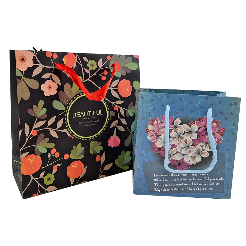 Custom Logo Printing Reusable Kraft Paper Packaging With Handle Kraft Paper Packaging Gift Bag