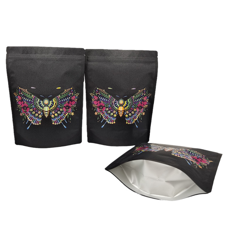 Custom Resealable Mylar Bags Stand Up Kraft Paper Packaging Bag for Flower Biodegradable Zipper Pouch with Spot UV