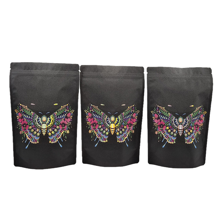 Wholesale Custom Eco Friendly Kraft Paper Packaging Bag with Spot UV Resealable Mylar Bags for Spice Protein Powder