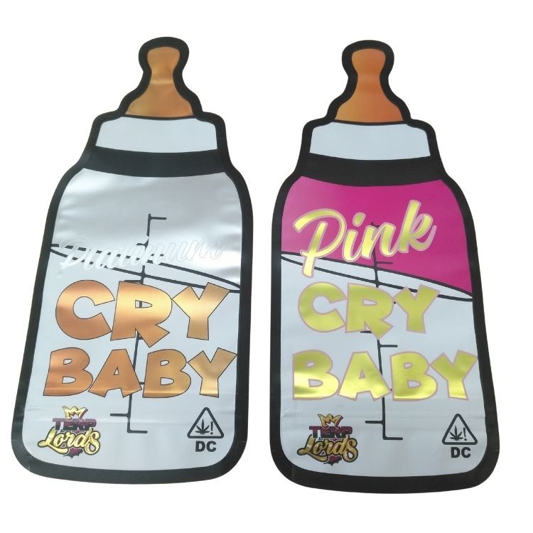 Custom Printed Child Proof Ziplock Holographic Die Cut Mylar Bag 3.5g Special Shape Gummy Candy Edible Packaging Bag