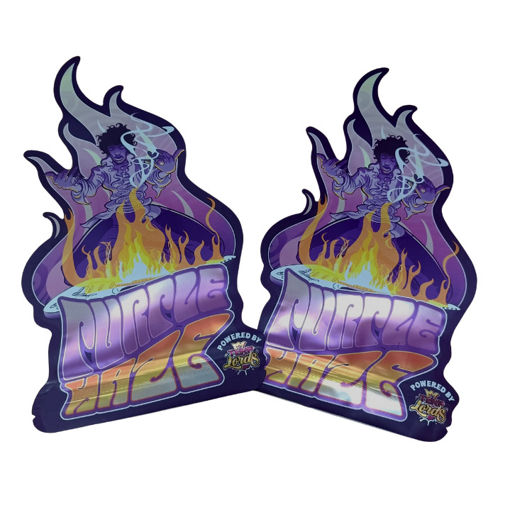 Custom Printing 3.5g Mylar Bags Die Cut Irregular Pouches With Ziplock Circle Mylar Soft Touch Plastic Food Candy Bags