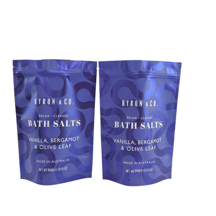 Matte Printed Resealable Packaging Bag Zip Lock Plastic Bath Salt Body Scrub Standing Up Pouch With Zipper