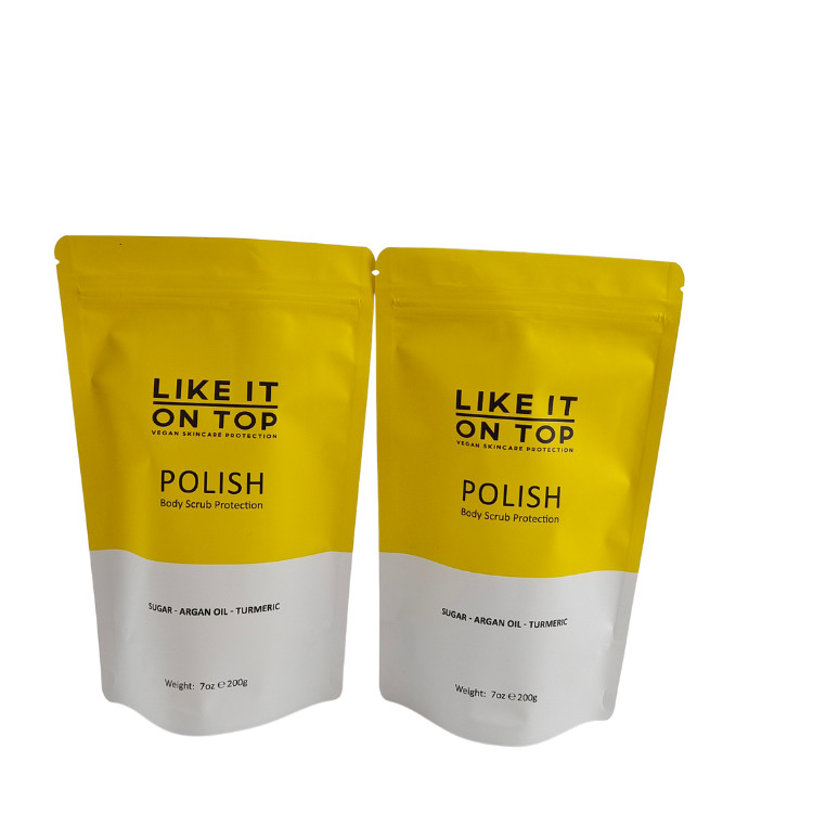 Matte Printed Resealable Packaging Bag Zip Lock Plastic Bath Salt Body Scrub Standing Up Pouch With Zipper