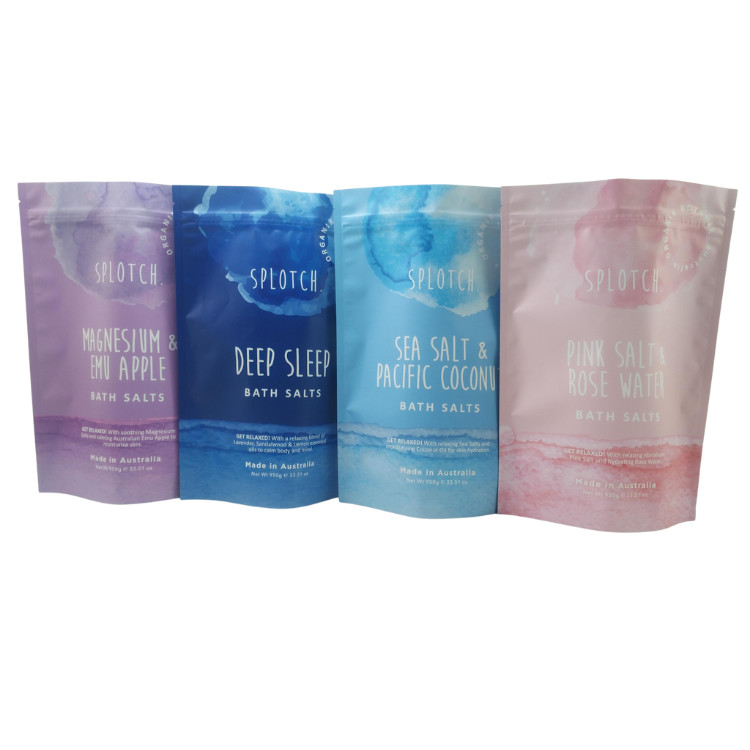 Custom Logo Printing Ziplock Pouch Body Scrub Soap Bath Bomb Packaging Aluminum Foil Pouch Plastic Zipper Bath Salt Bags